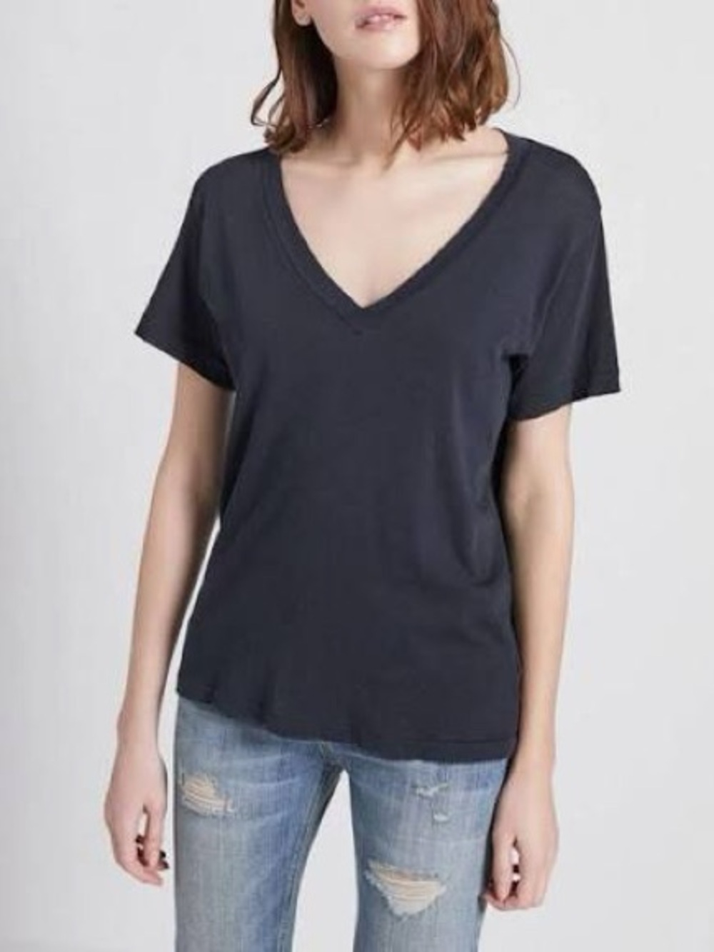 Current Elliott V Neck T Shirt in Black Beauty (2/M)